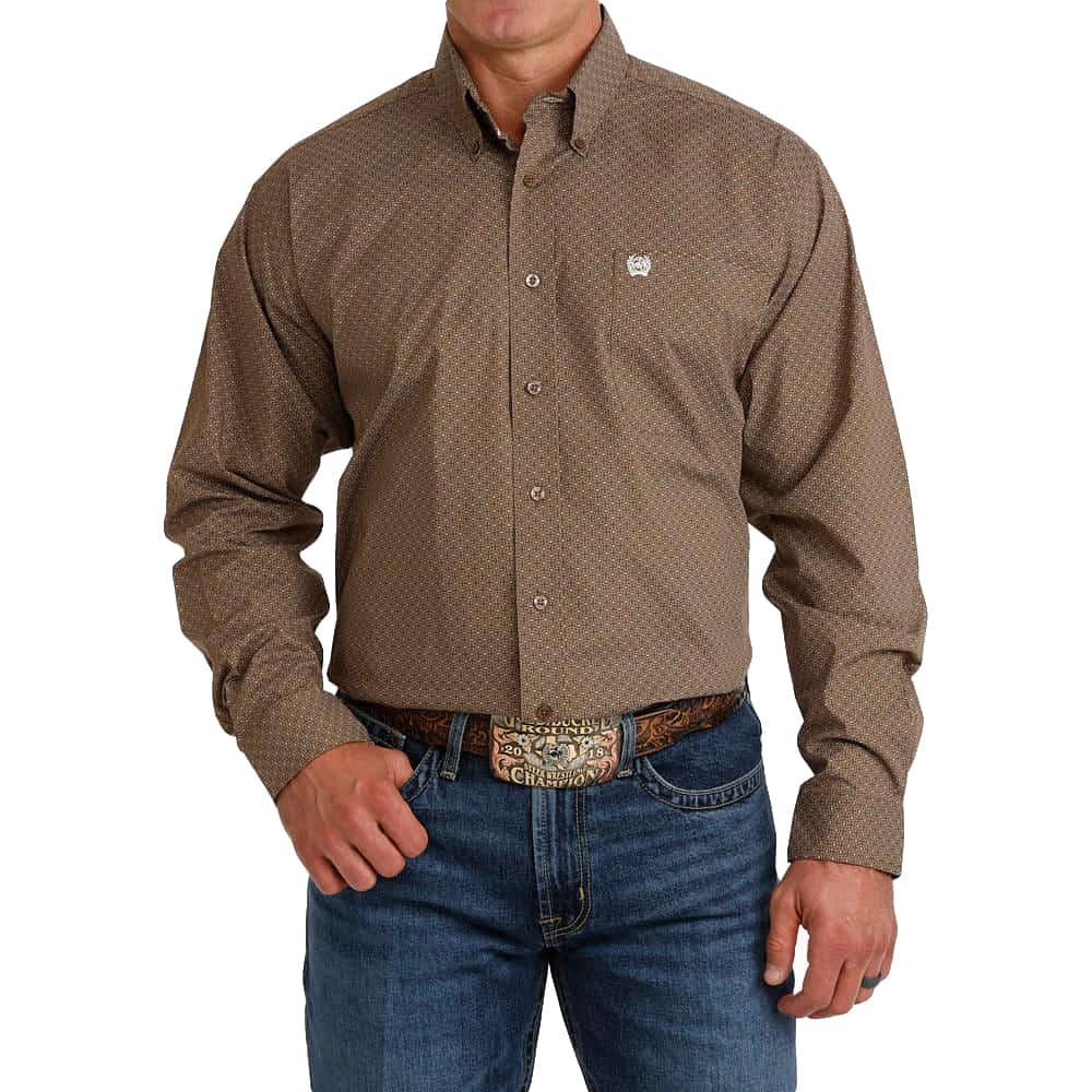 Cinch Apparel Printed Stretch Long Sleeve Button Down