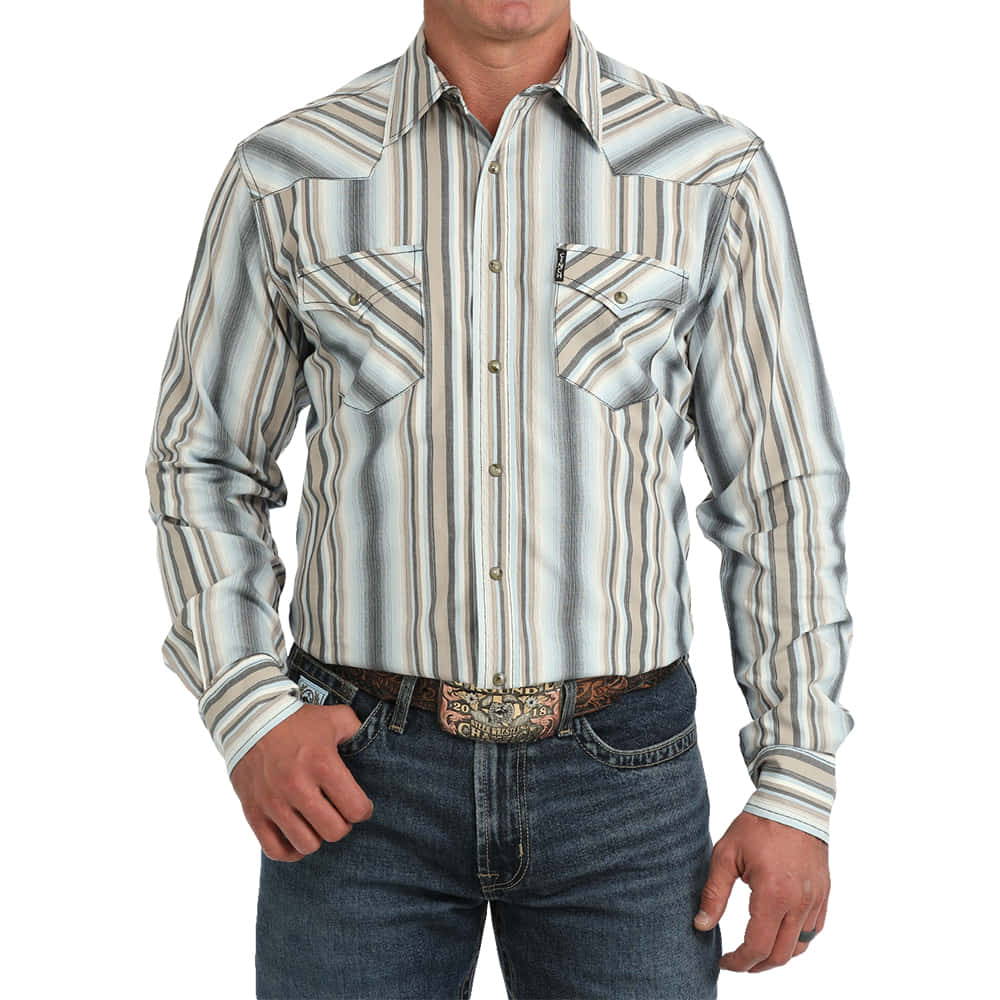 Cinch Apparel Stripe Western Long Sleeve Snap Shirt