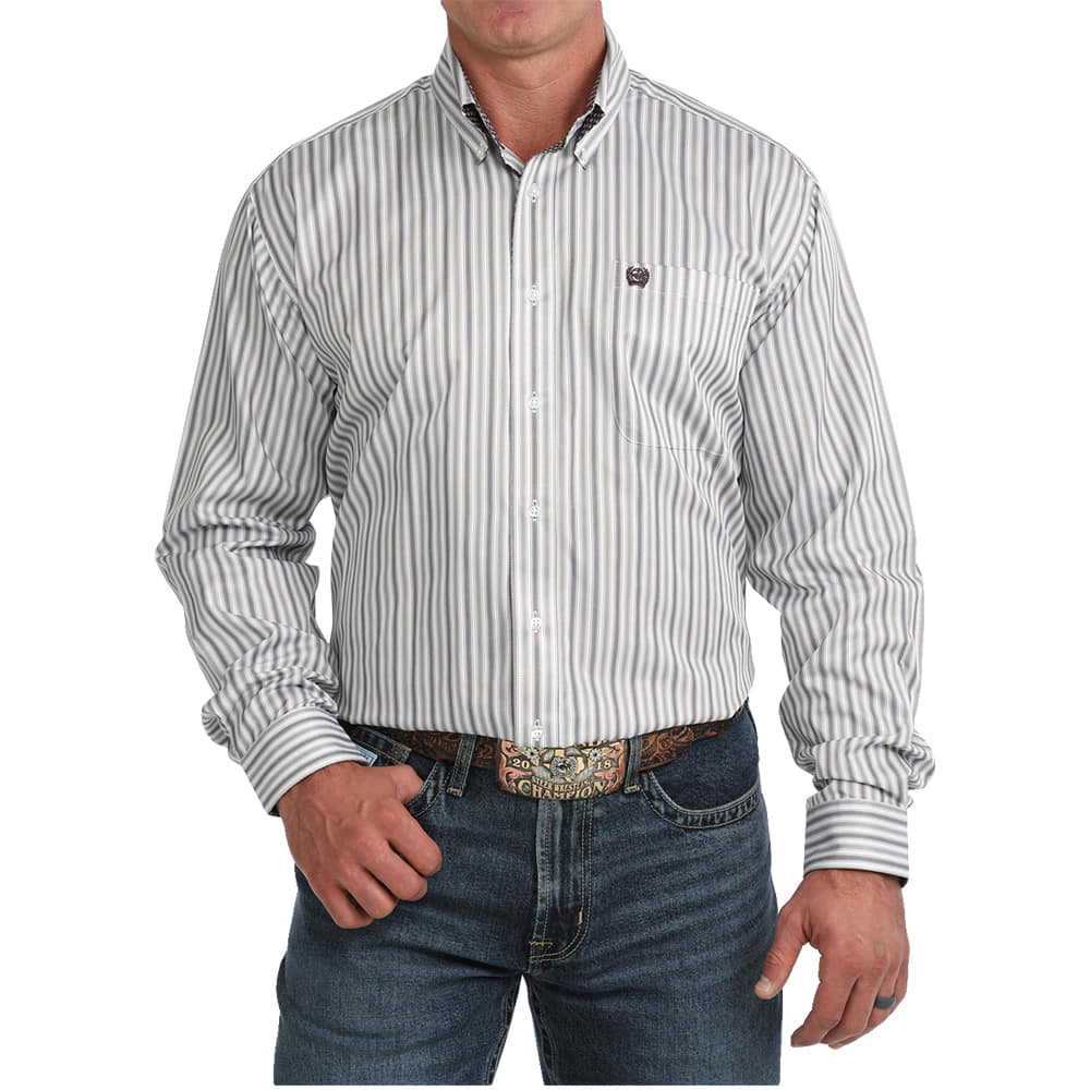 Cinch Apparel Tencel Stripe Long Sleeve Button Down