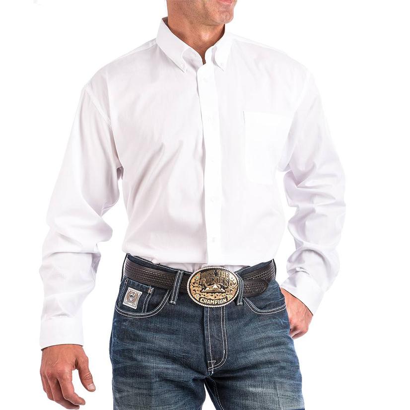 Cinch Apparel White / 3XL Cinch Mens Solid White Button-Down Long Sleeve XXXL