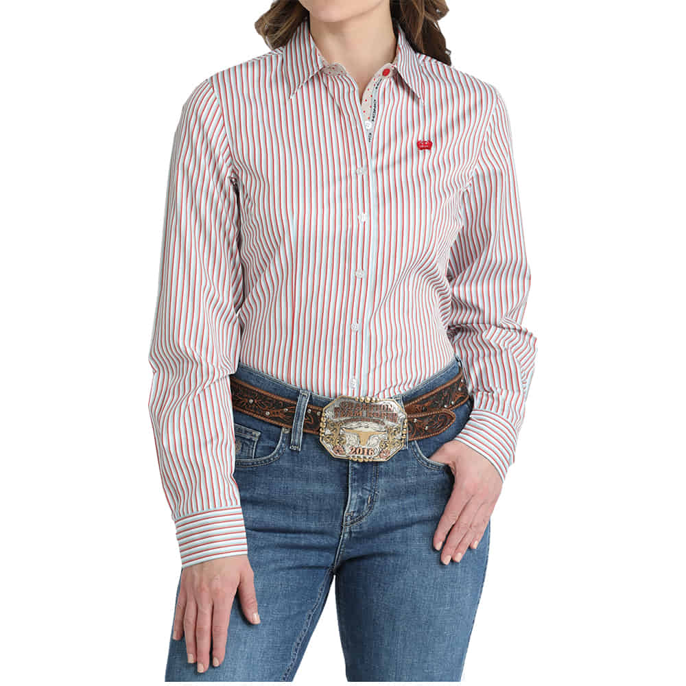 Cinch Apparel WOMENS TENCEL LONG SLEEVE BUTTON DOWN SHIRT IN WHITE