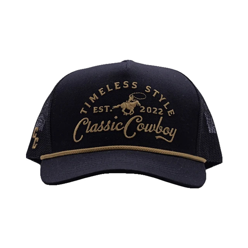 Classic Cowboy Hats Classic Cowboy The Outpost Black Cotton Twill Trucker with Mesh Back