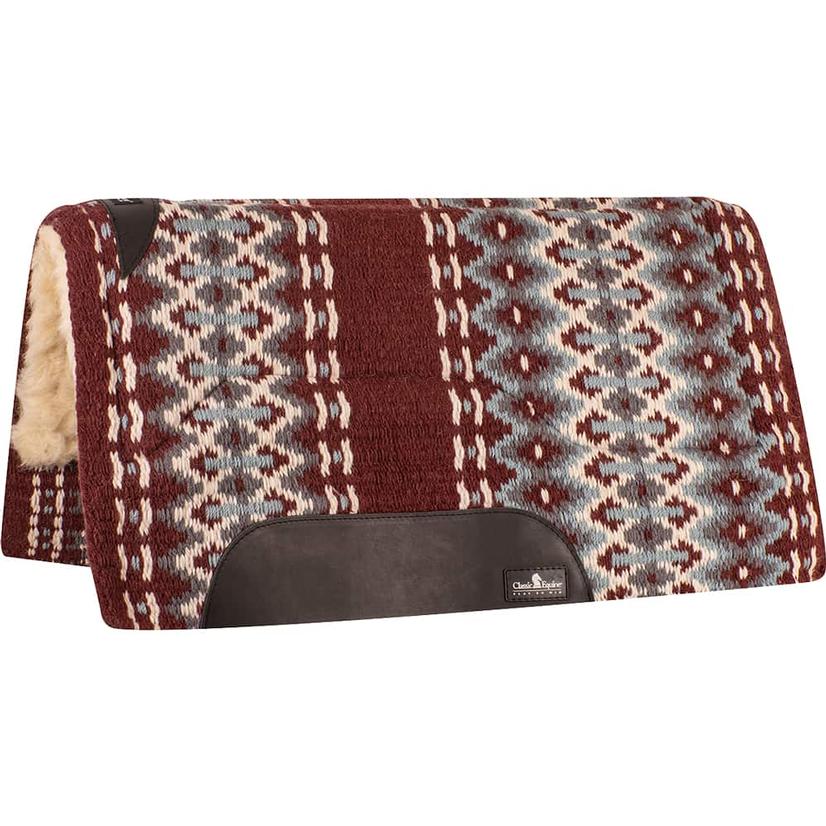 Classic Equine Tack Burgundy/Blue / 34"X38" Classic Equine Sensorflex Wool Top Pad 34x38