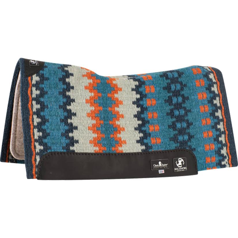Classic Equine Tack Navy/Tangerine / 32X34 Classic Equine Zone Wool Top Saddle Pad 32x34 x.75