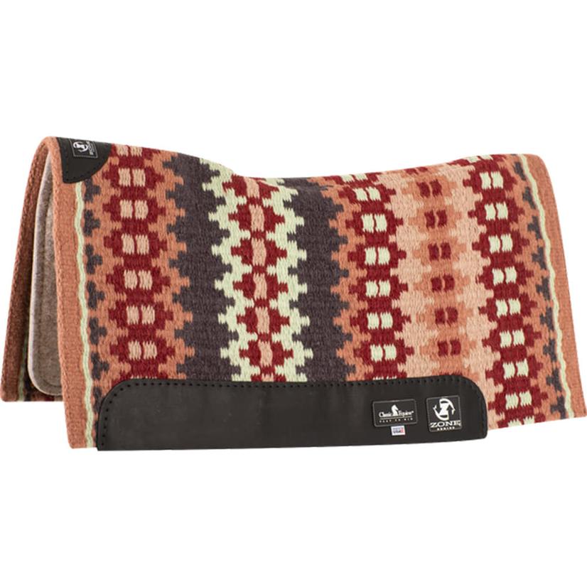 Classic Equine Tack Rose/Pistachio / 32X34 Classic Equine Zone Wool Top Saddle Pad 32x34 x.75