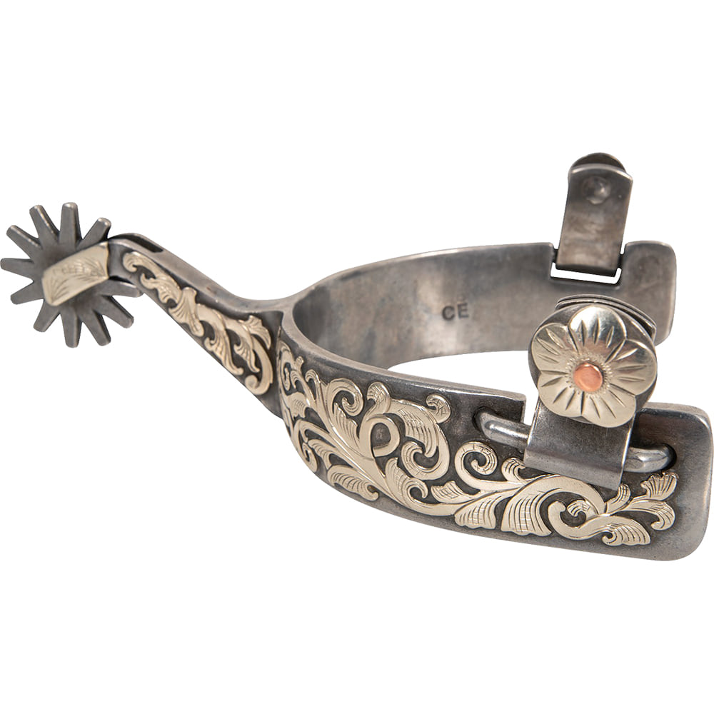 Classic Equine Tack Silver / Men's Classic Equine Performance Horse Long Shank Silver Scroll Men's Spurs