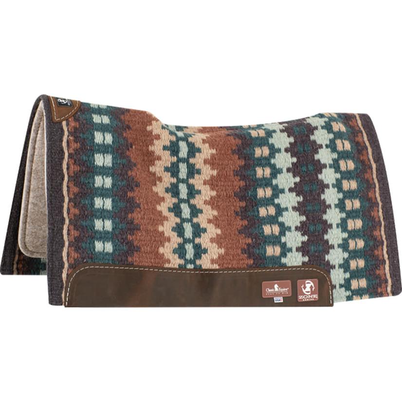 Classic Equine Tack Slate/Latte / 34"X38" Classic Equine Zone Wool Top Saddle Pad 34 x 38 x .75
