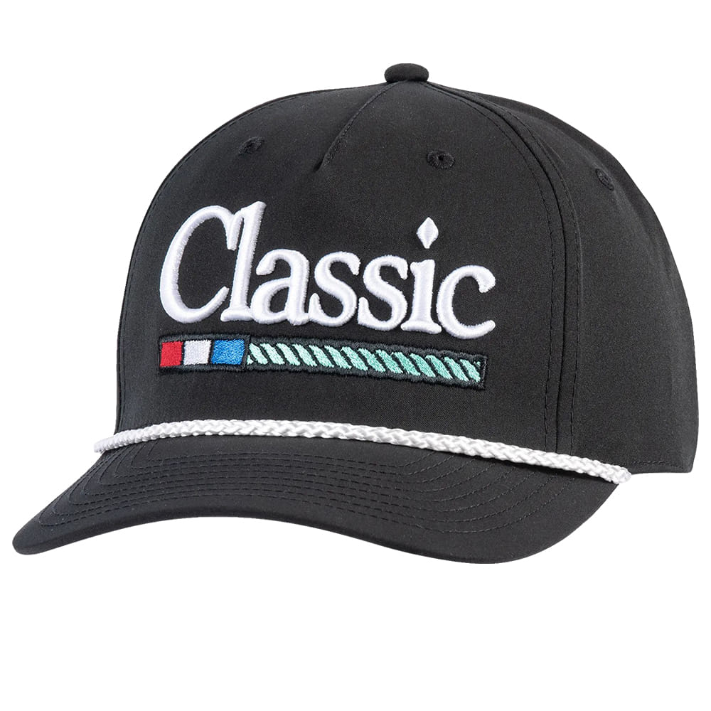 Classic Rope Hats Classic Rope Black 3D Puff Embroidery Five Panel Rope Cap