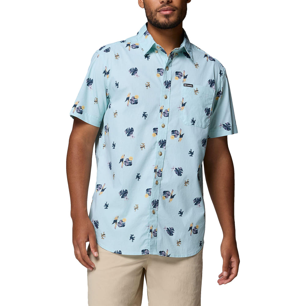Columbia Sportswear Apparel Columbia Sportswear Men's Marine Light Macaws Rapid Rivers Short Sleeve Shirt