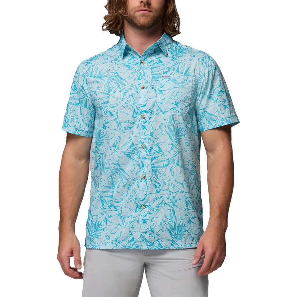 Columbia Sportswear Apparel Columbia Sportswear Men's Marine Super Slack Tide Camp Surge Stripe Short Sleeve Shirt