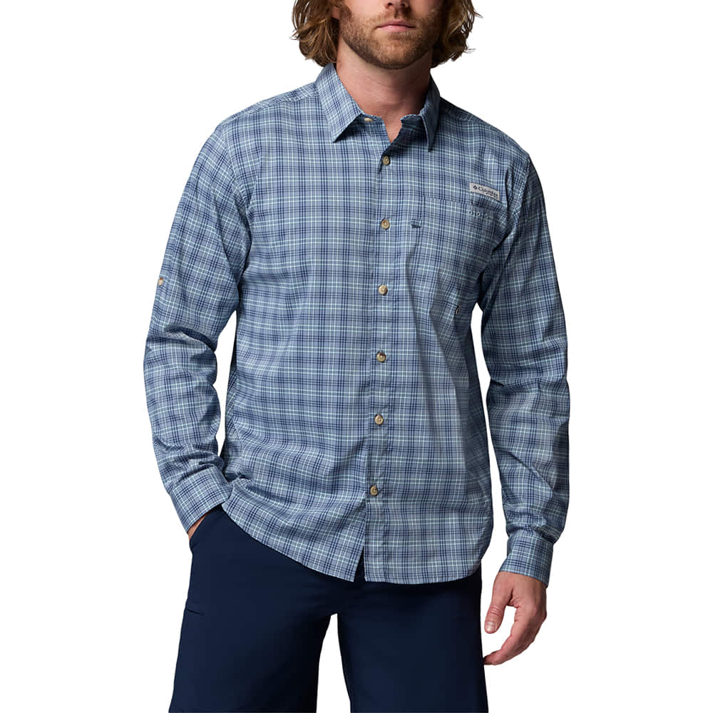 Columbia Sportswear Apparel Dockside Blue Dock Plaid / S Harbor Peak Long Sleeve Shirt