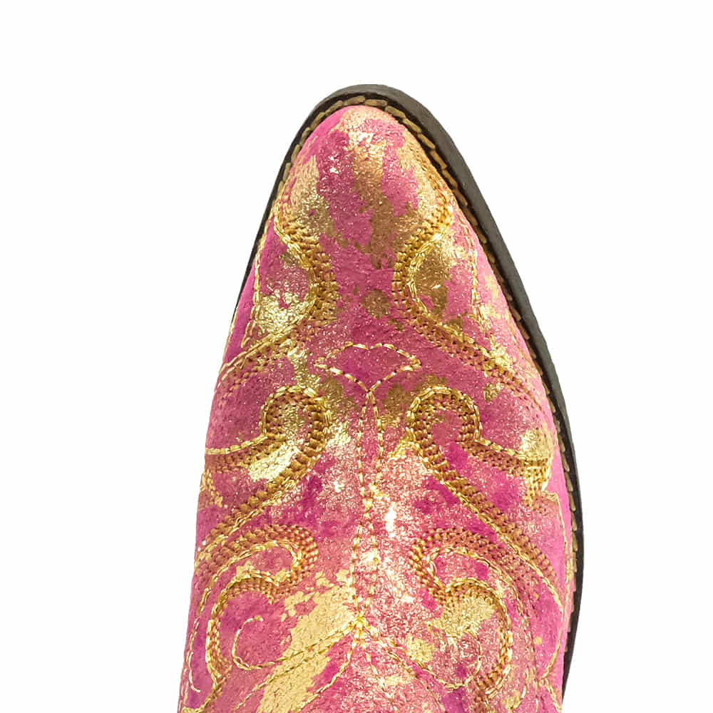 Corral Boots Footwear Corral Boots Pink and Gold Embroidered Women's Booties