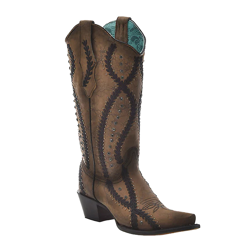 Corral Boots Footwear Corral Boots Women's Black and Brown Embroidery Crystal Boots