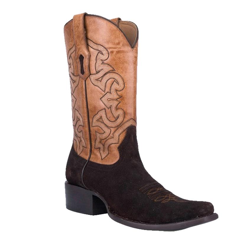 Corral Boots Footwear Corral Men's Brown Sand Suede Embroidery Horseman Toe Boot