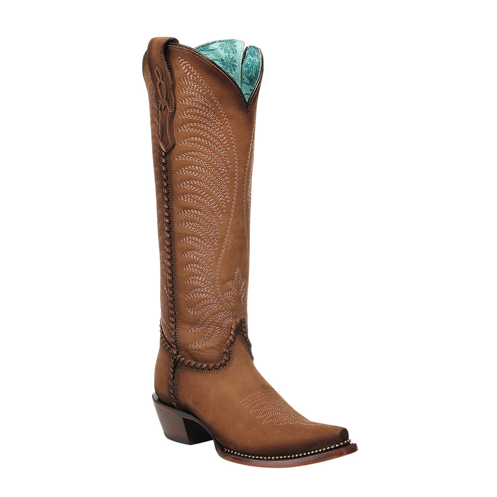 Corral Boots Footwear LD HONEY EMBROIDERY AND WOVEN AND METALLIC WELT TALL TOP