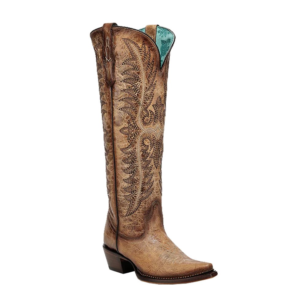 Corral Boots Footwear LD SAND EMBROIDERY AND METALLIC WELT TALL TOP