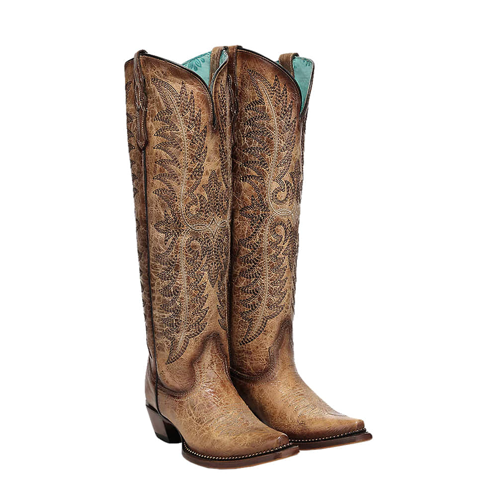 Corral Boots Footwear LD SAND EMBROIDERY AND METALLIC WELT TALL TOP
