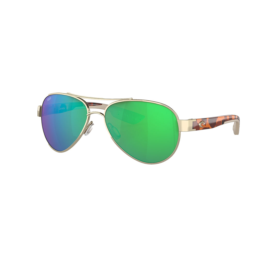 Costa Sunglasses Apparel Costa Sunglasses Loreta 64 Rose Gold with Green Mirror 580p Metal Sunglasses