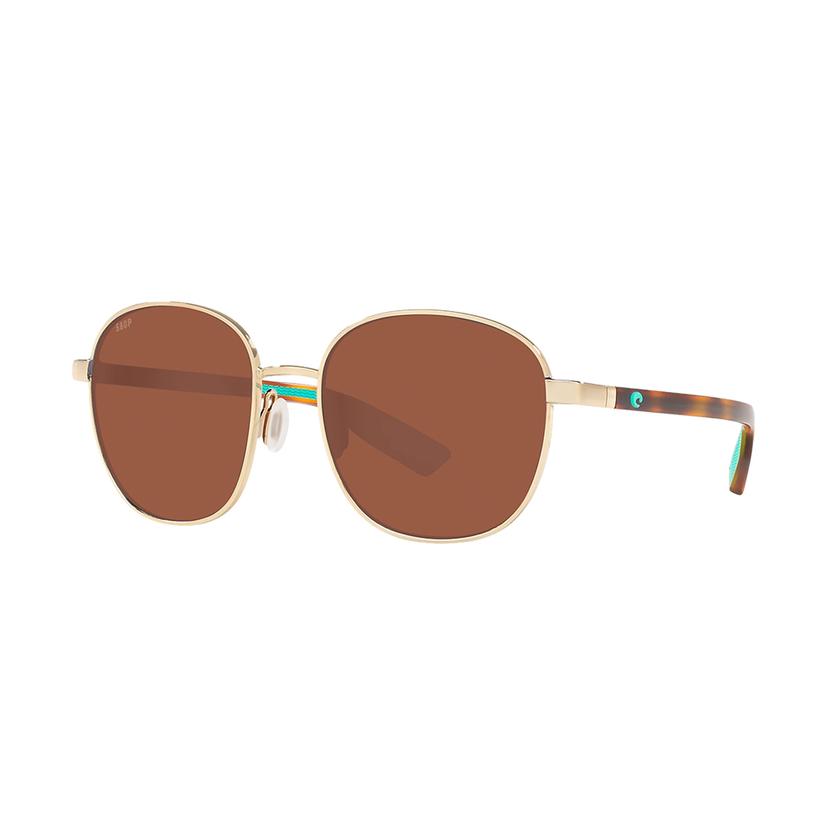 Costa Sunglasses Apparel Gold / OSFA Costa Egret Shiny Gold Frame Copper Polarized Polycarbonate Lens Women's Sunglasses
