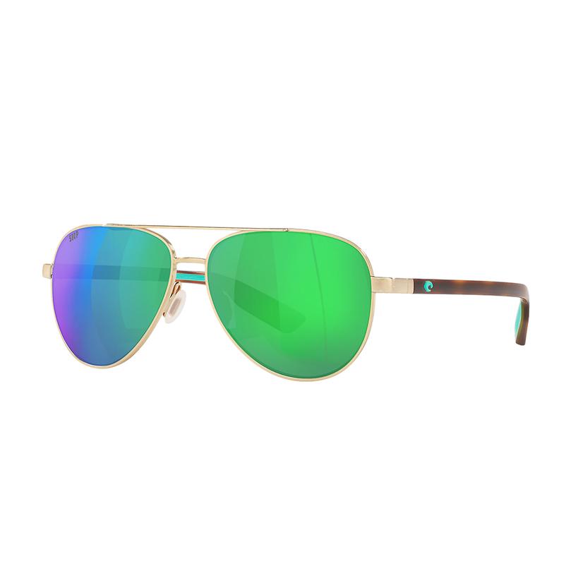 Costa Sunglasses Apparel OSFA / GOLD Costa Peli Brushed Gold Frame Green Mirror Polarized Polycarbonate Lens Women's Sunglasses