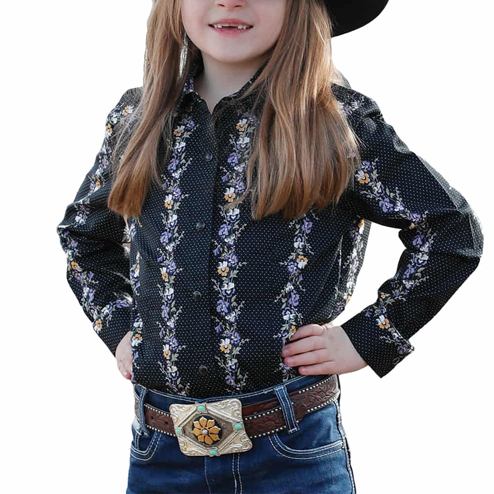 Cruel Denim Apparel Cruel Denim Floral Stripe Long Sleeve Girl's Shirt