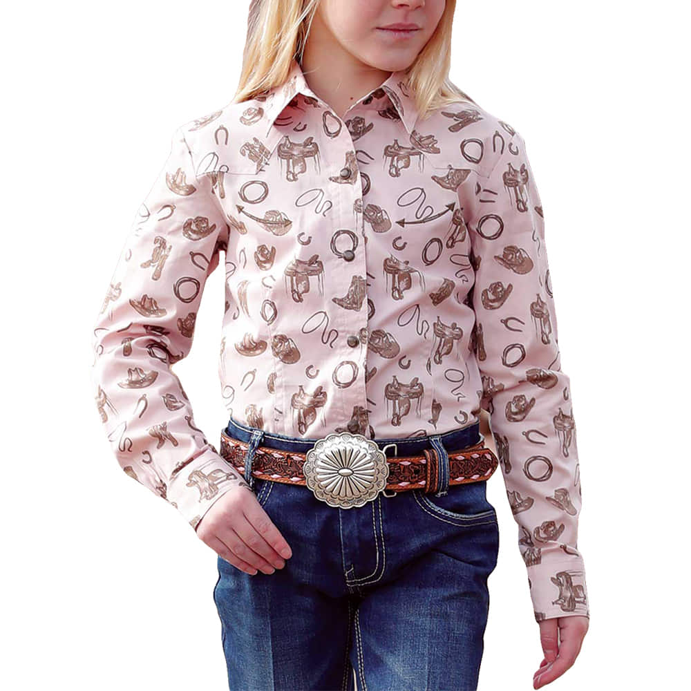 Cruel Denim Apparel Cruel Denim Girl's Western Print Long Sleeve Snap Shirt