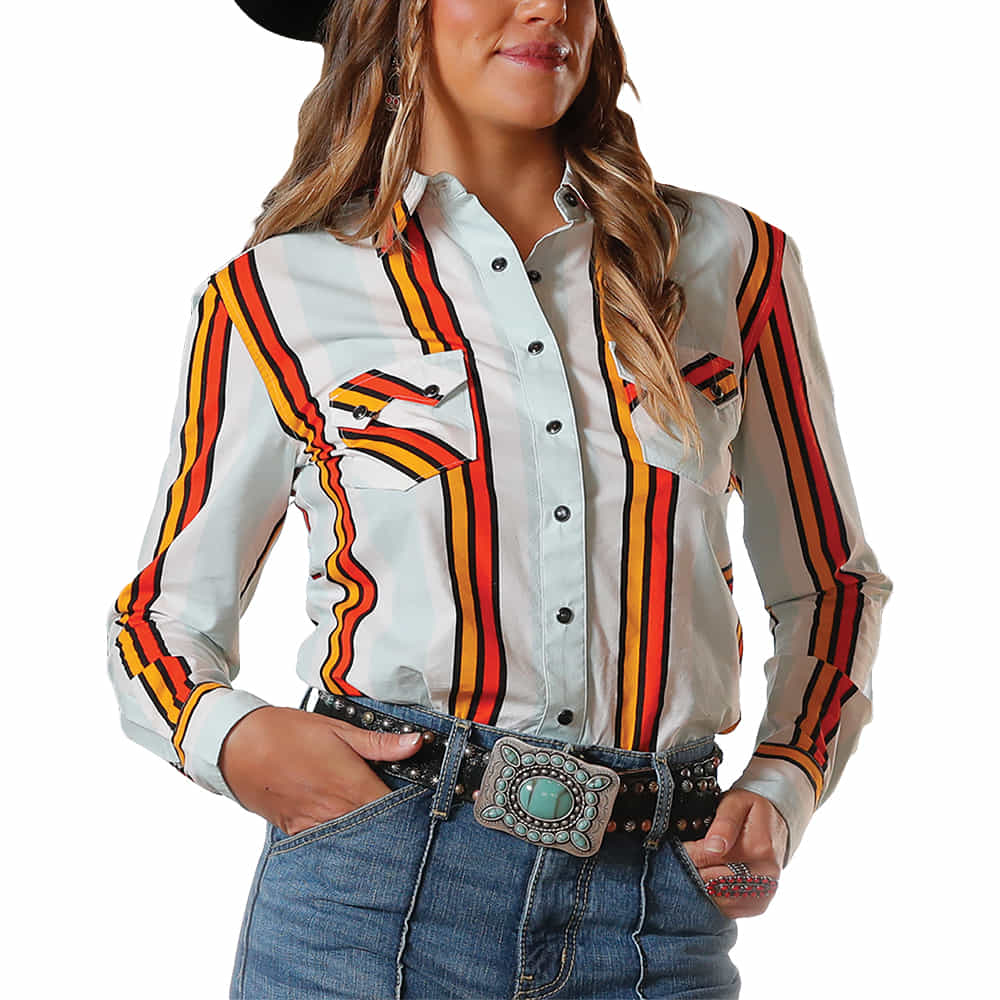 Cruel Denim Apparel Cruel Denim Stripe Long Sleeve Snap Women's Shirt