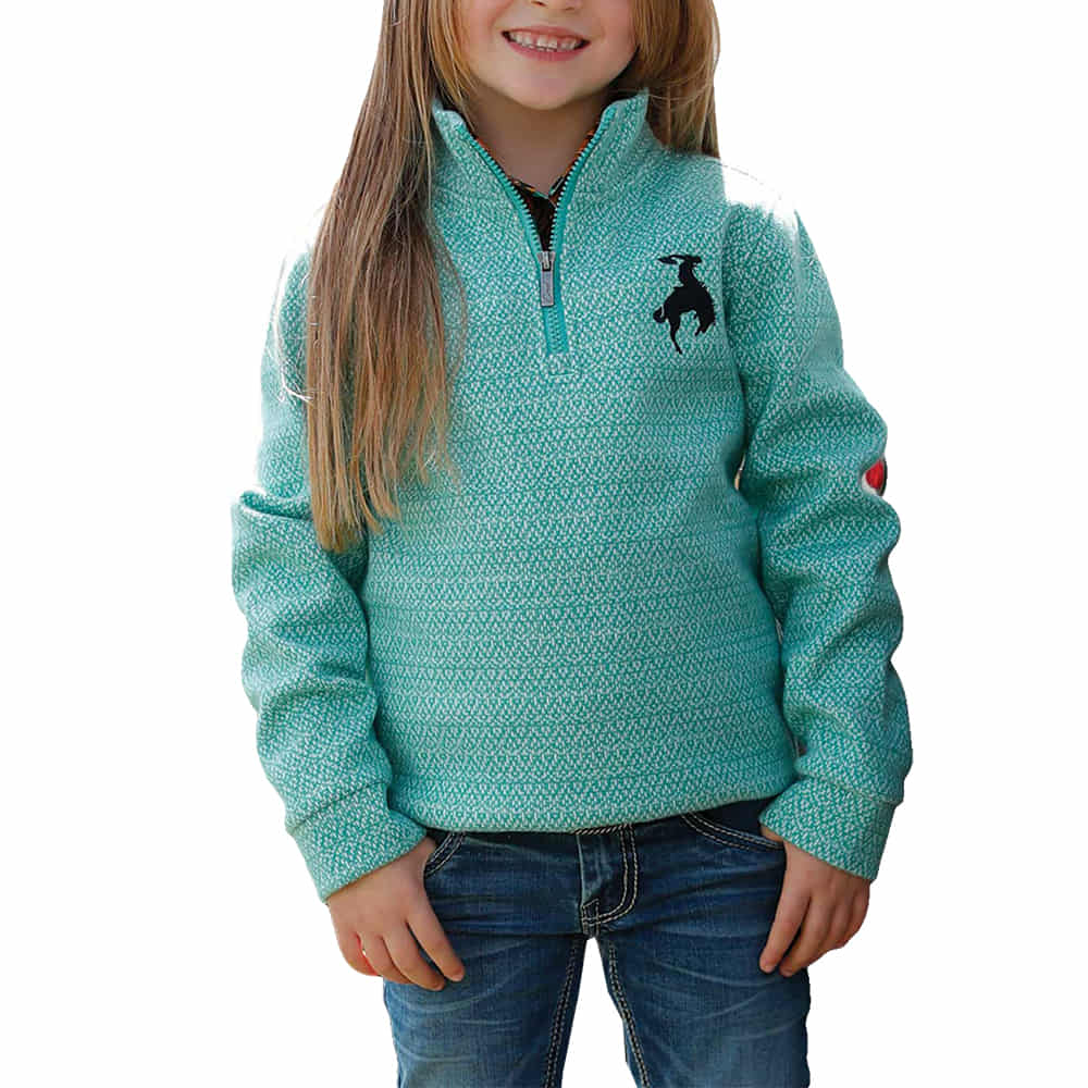 Cruel Denim Apparel Cruel Denim Turquoise Girl's 1/4 Zip Pullover Sweater