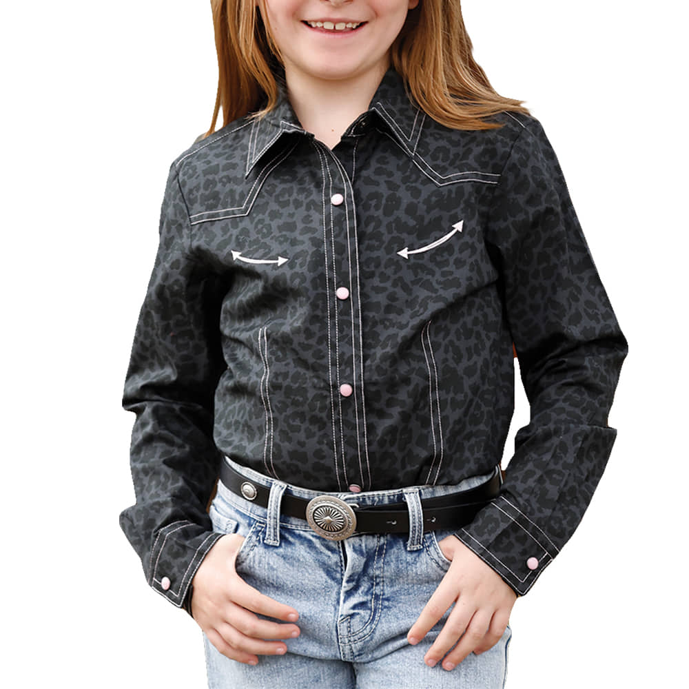 CRUEL GIRL 1000 GIRLS SHIRTS AND DRESSES Girls Leopard Western Snap Shirt
