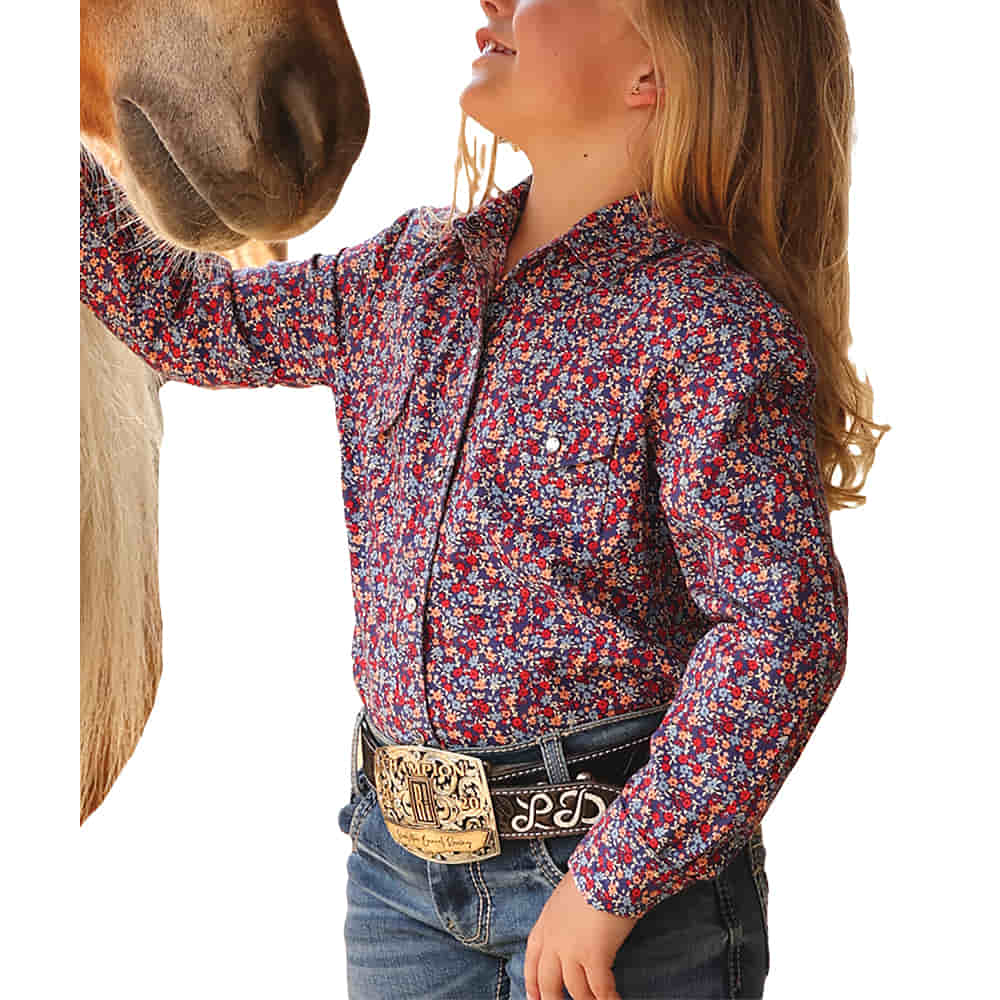 Cruel Girl Apparel Cruel Girl Printed Western Long Sleeve Rhinestone Snap Shirt