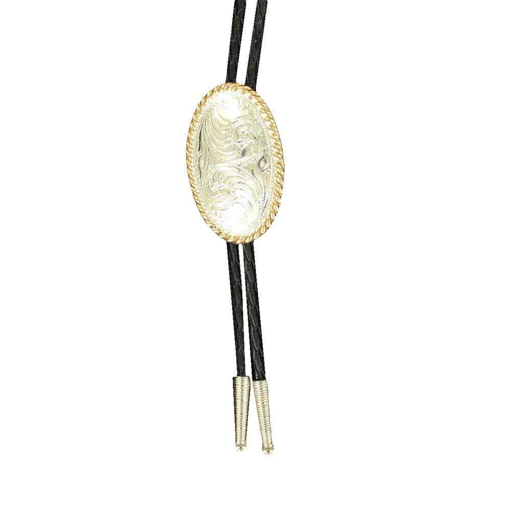 Crumrine Jewelry Crumrine Silver and Gold Oval Rope Edge Bolo Tie
