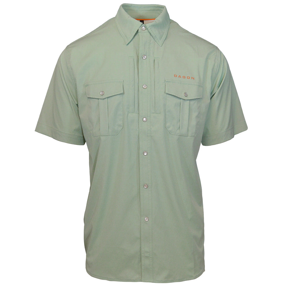 Dagon Fishing Apparel Dagon Salt Grass Green Short Sleeve Snap Men's Shirt
