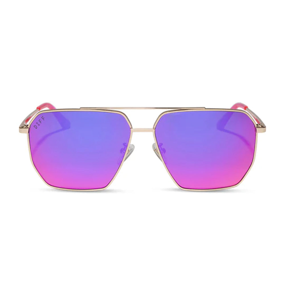 Diff Eyewear Apparel Diff Eyewear Berkely Navigator Gold Pink Rush Mirror Sunglasses