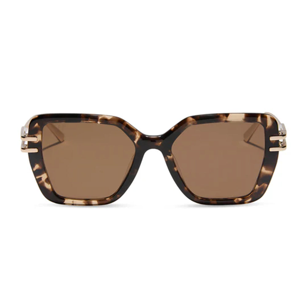 Diff Eyewear Apparel Diff Eyewear Dasha Square Espresso Tortoise Gold Brown Sunglasses