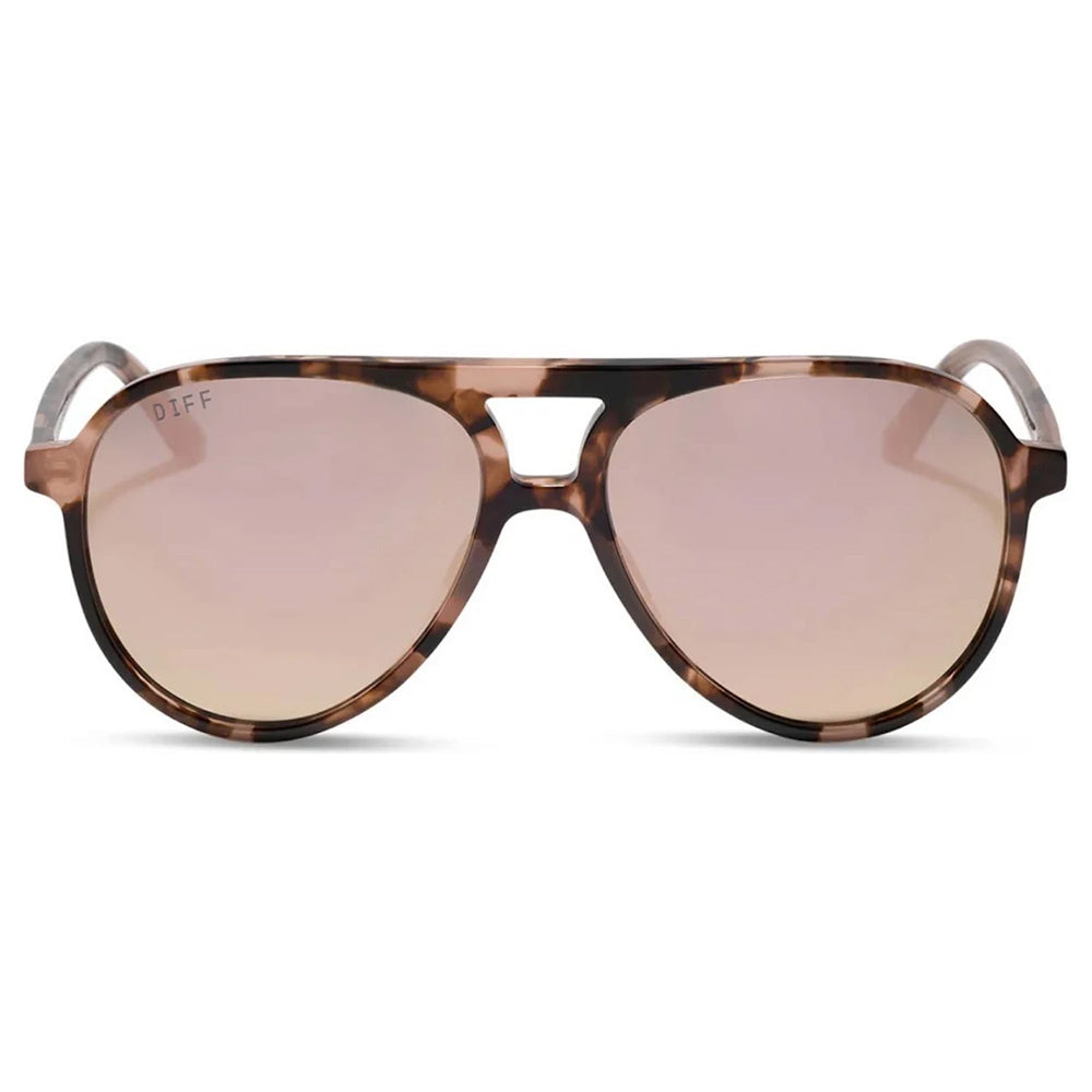 Diff Eyewear Apparel Diff Eyewear Tosca III Aviator Himalayan Tortoise Taupe Mirror Sunglasses