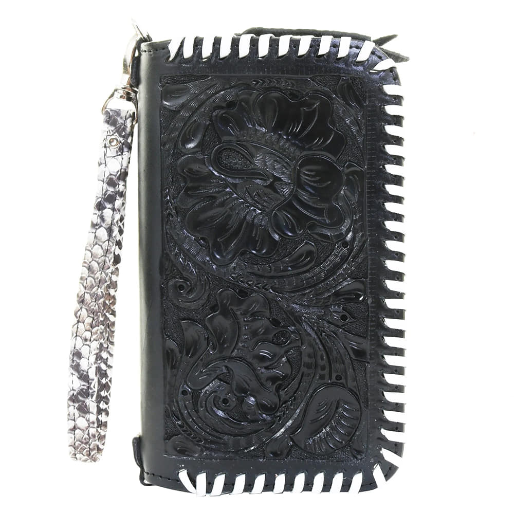 Double J Saddlery Other Double J Saddlery Black Leather Clutch Organizer with Texas Poppy Tooling