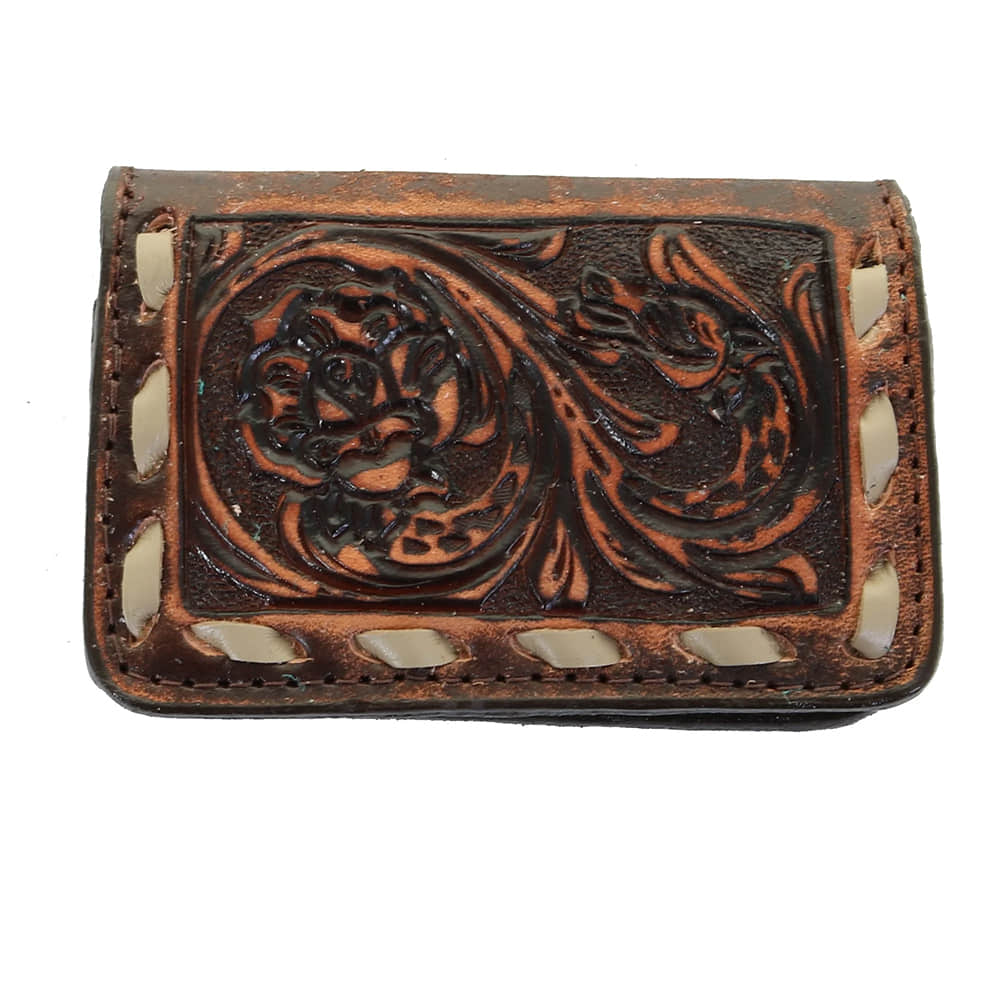 Double J Saddlery Other Double J Saddlery Brown Vintage Rose Tooling Leather Business Card Holder