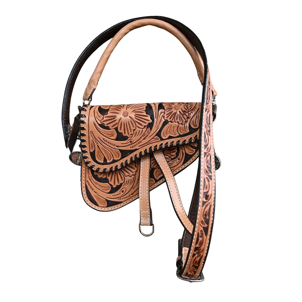 Double J Saddlery Other Double J Saddlery Saddle Purse in Natural Leather with Sheridan Daisy Floral Tooling