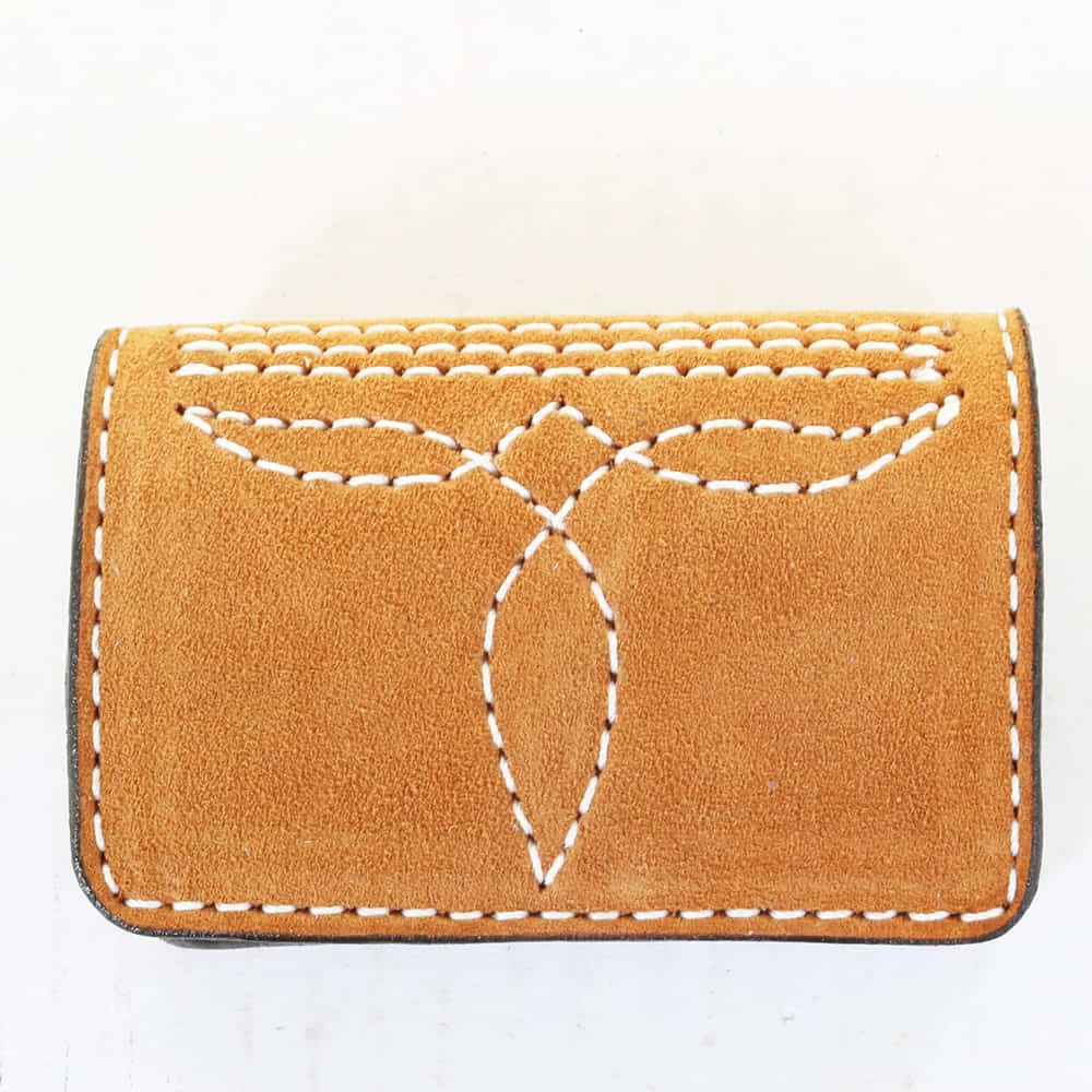 Double J Saddlery Other Double J Saddlery Toast Suede Business Card Holder with White Boot Stitch