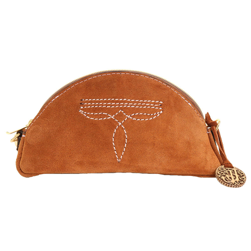 Double J Saddlery Other Double J Saddlery Toast Suede with White Boot Stitch Taco Clutch