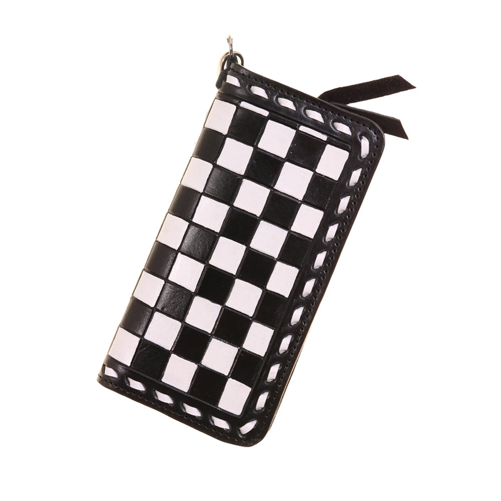 Double J Saddlery Other Double J Saddlery Women's Black Leather Checkered Print Zipper Wallet