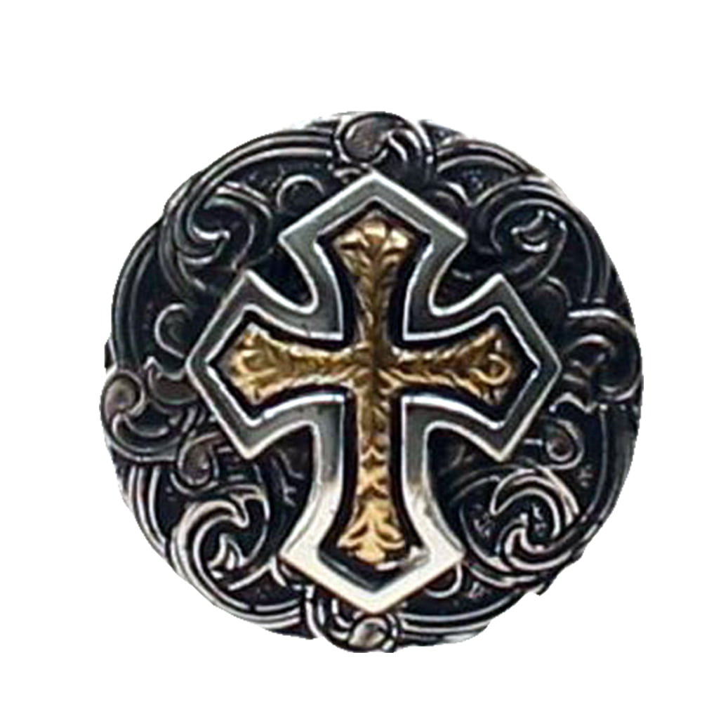 Double S Other Double S Flag Cross Silver and Gold Scarf Slide