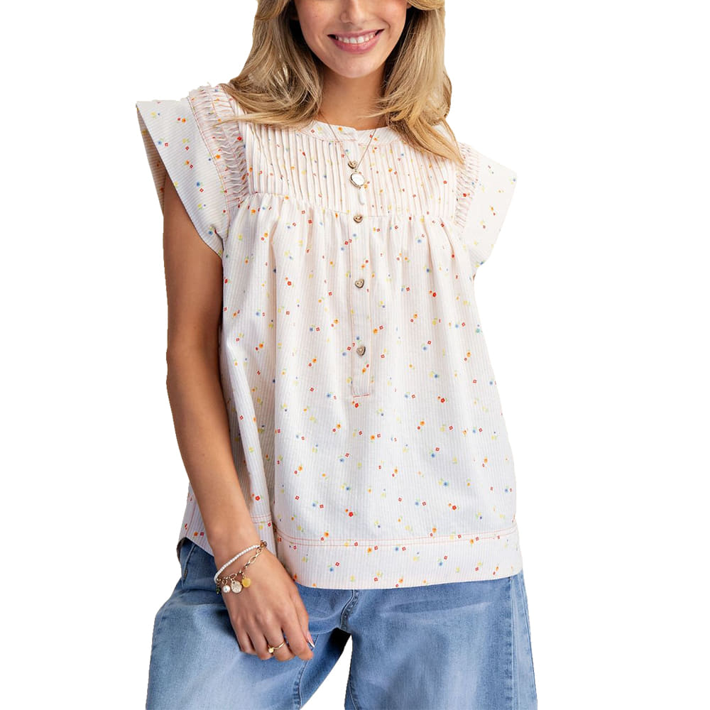 Easel Apparel Easel Women's Stripe Seersucker Woven Top