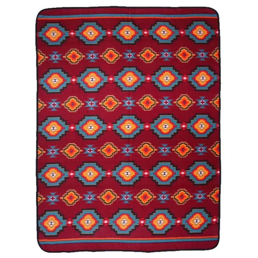 El Paso Saddle Blanket Home Decor Multi / 60X80 El Paso Saddle Blanket Fleece Lodge Blanket #28B
