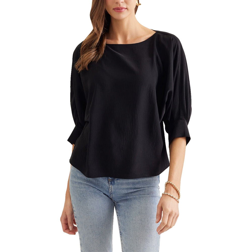 Entro Apparel Entro Women's Black 3/4" Sleeve Top