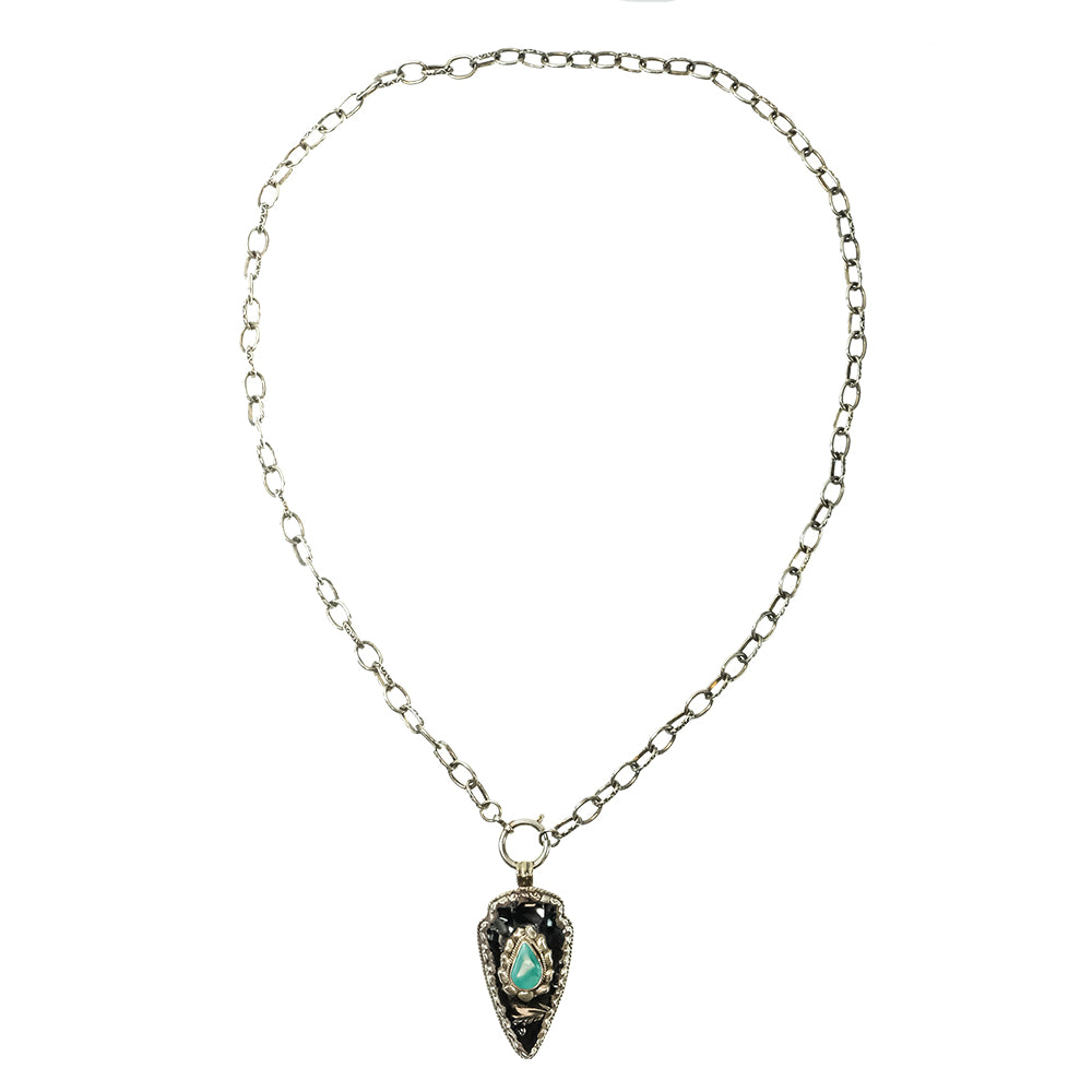 Erin Knight Designs Jewelry 36 Inch Black Arrowhead With Teardrop Turquoise Necklace