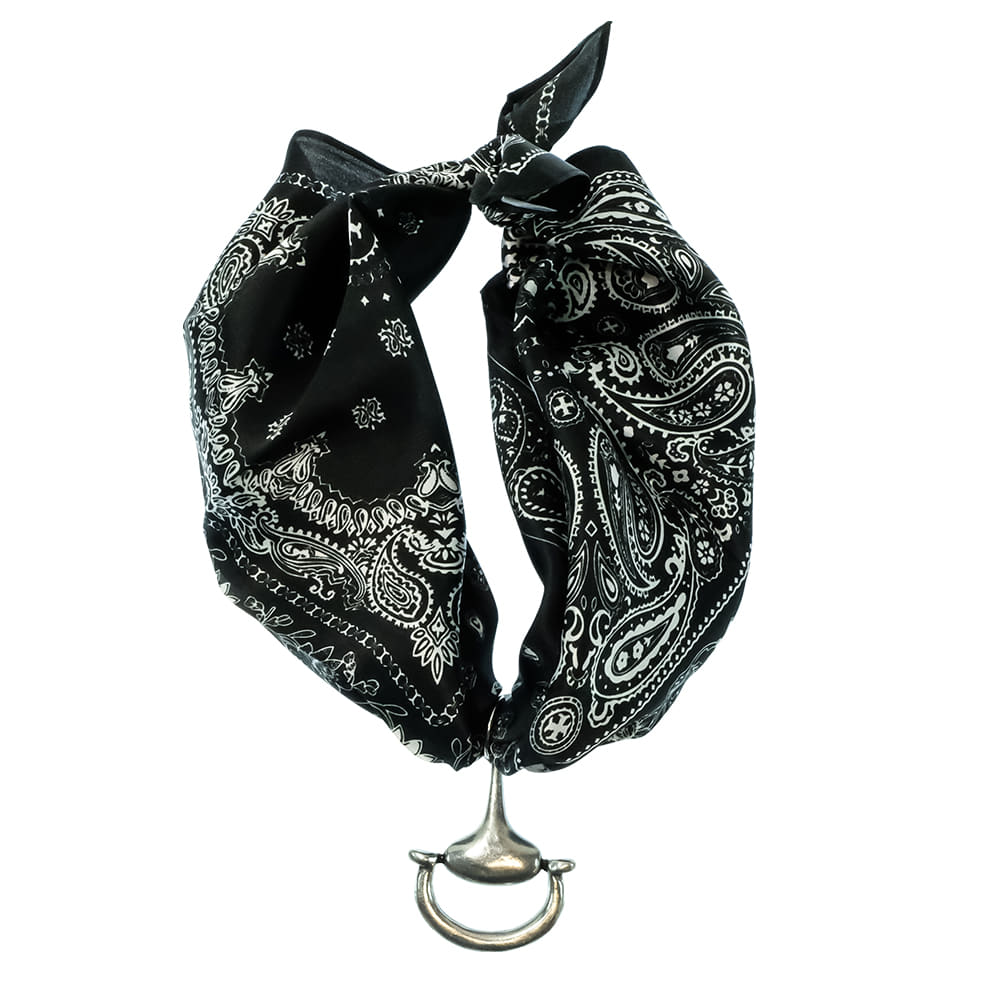 Erin Knight Designs Jewelry Erin Knight Designs White and Black Paisley Wild Rag with Snaffle Pendant