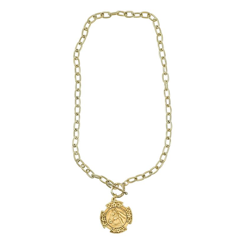Erin Knight Designs Jewelry Gold / 18 Inch Erin Knight Designs Vintage Gold 18" Chain With Reproduction Gold Horse Pendant