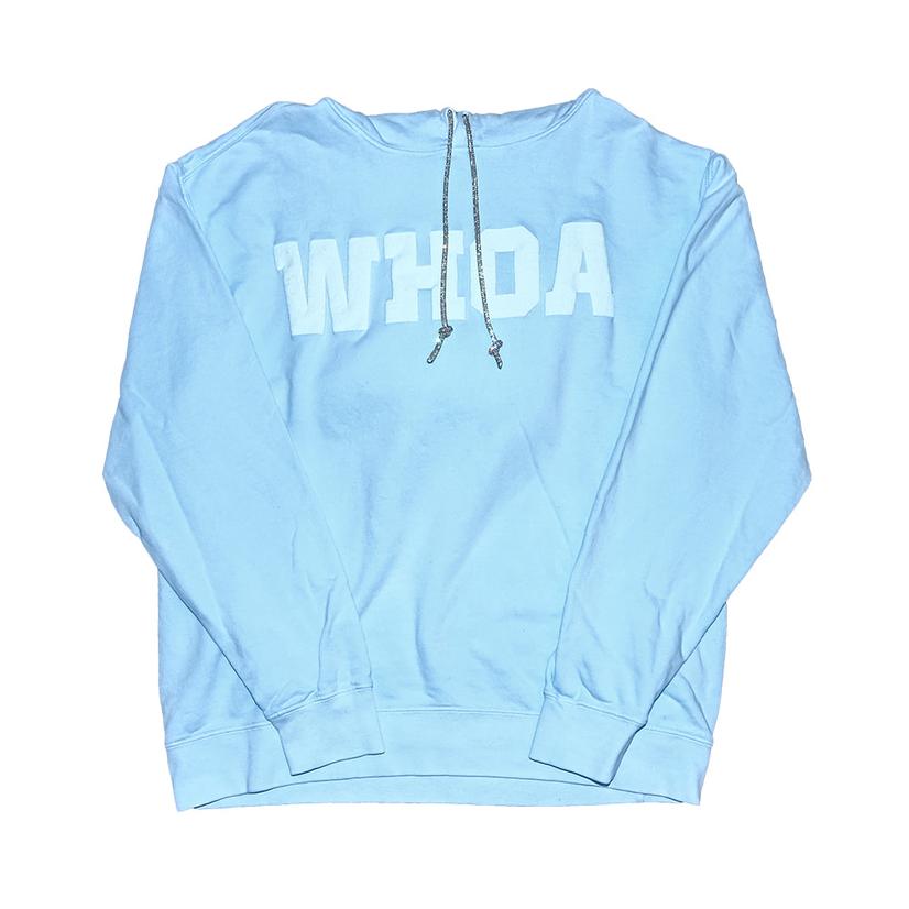 For The Love Of Horses Apparel For The Love Of Horses White Puffed WHOA Aqua Blue Women's Sweatshirt Hoodie