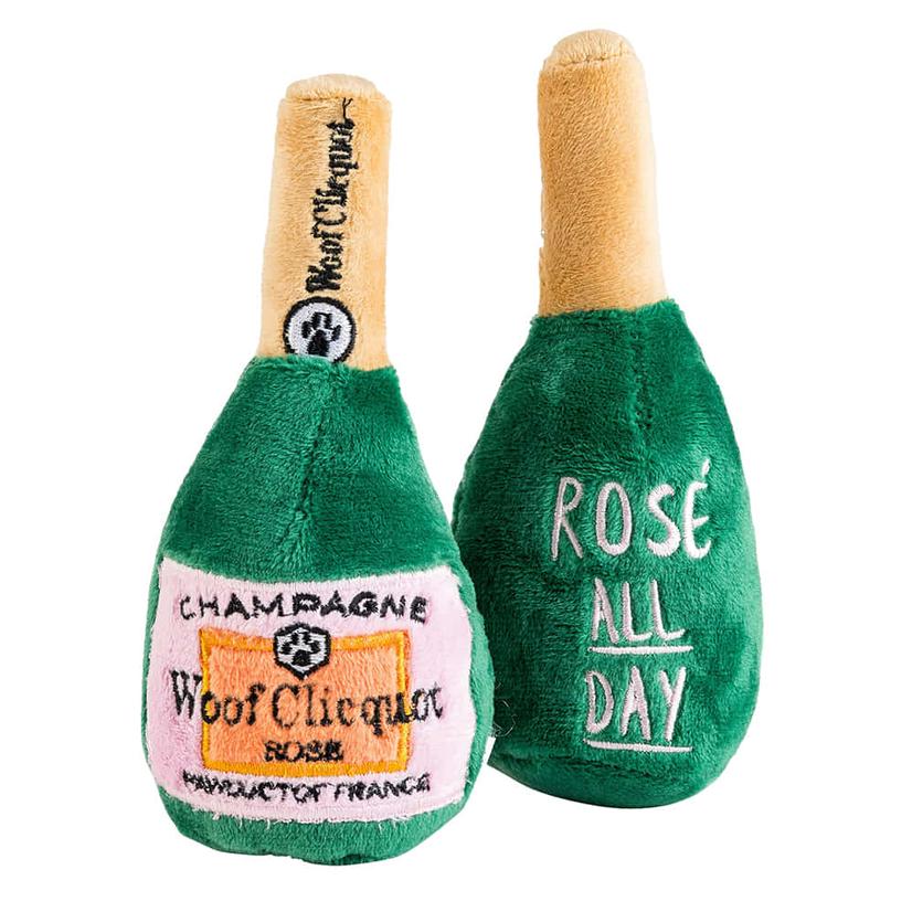Haute Diggity Dog Supplies S / Green Haute Diggity Dog Woof Clicquote Rose Champagne Bottle Squeaker Small Dog Toy